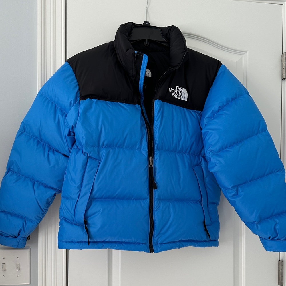 The North Face Mens Retro Nuptse Puffer Jacket in Blue and Black (size M)-EUC